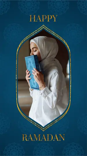 Ramadan kareem holiday blue greeting instagram story template