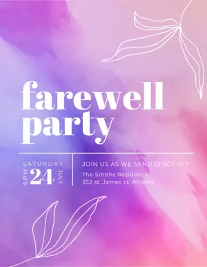 Farewell Party Event Watercolor Background Flyer Template 