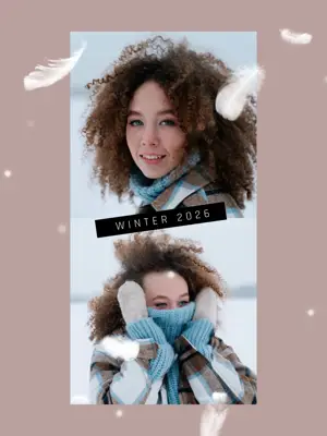 Woman in the snow winter wonderland template