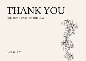 Cream Elegant Modern Calligraphy Wedding Thank You Card