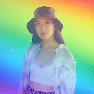 Pride Rainbow Flag woman Cover Photo Pic Template