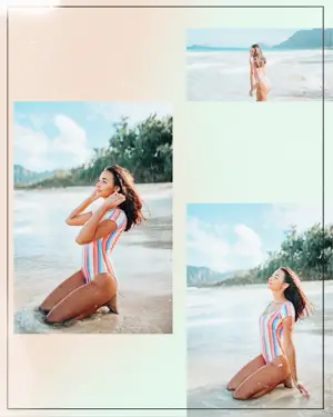 A Woman Sitting On The Beach Talking On A Cell Phone Wanderlust Template