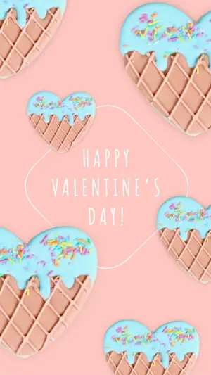 heart shape waffles in pastel colors Valentine greetings Template