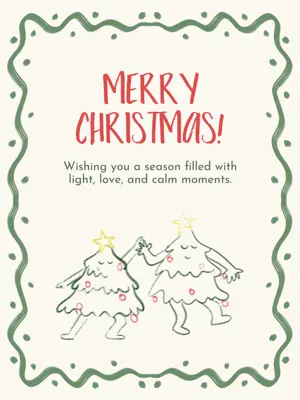 Naive illustrated Christmas card background Instagram post template