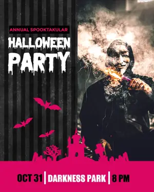 A Flyer For A Halloween Party With A Man Smoking A Cigarette Halloween Template