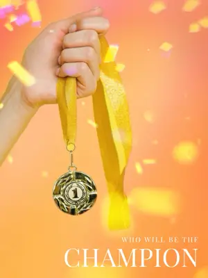 gold medal and confetti Olympics games instagram post template