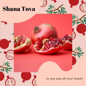 A Card With Pomegranates On A Pink Background Template