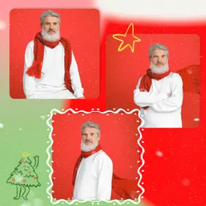 Photo collage with cute illustration 