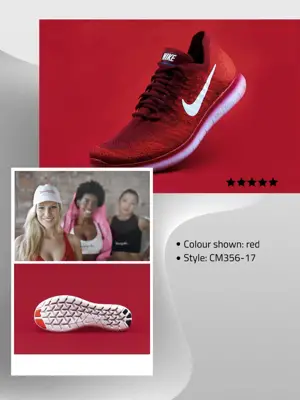 A Red Shoe With A White Nike Logo On It Sports Template
