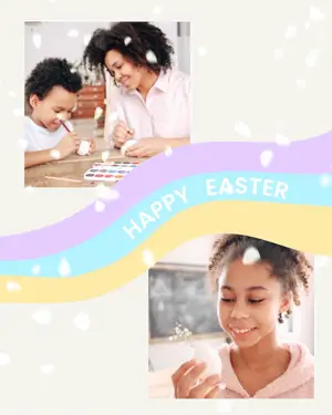 Happy Easter family photos greeting card template