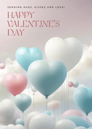Heart balloons Valentine’s Day greeting card template