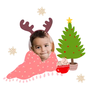 A Picture Of A Child With A Christmas Tree Christmas Stickers Template