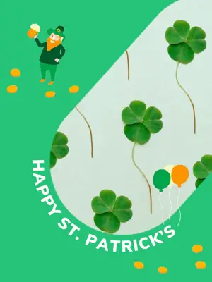 A St Patrick'S Day Poster With Shamrocks And Balloons St. Patrick'S Day Template