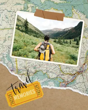 Travelling map scrapbooking Instagram post template