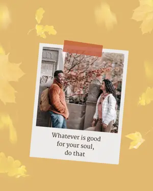 A Couple Of People Standing Next To Each Other Fall Post Template