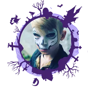 A Young Boy With A Skull Painted On His Face Halloween Stickers Template