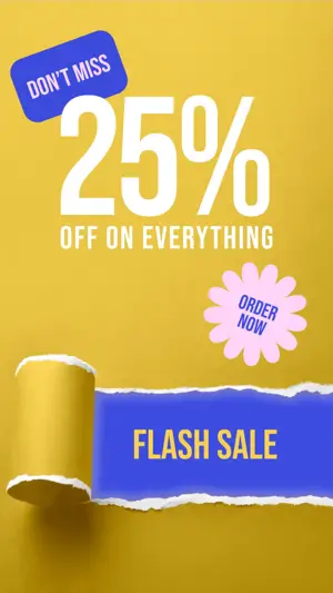 Burst yellow paper Instagram story sale template 