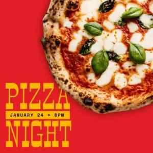 Red pizza night Instagram post minimalist template 