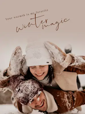 Couple playing in the snow winter wonderland template