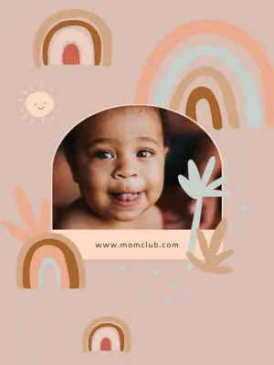 A Picture Of A Baby With A Rainbow In The Background Baby Template