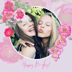 Two Girls Are Hugging Each Other With Flowers Around Them Facebook Post Template