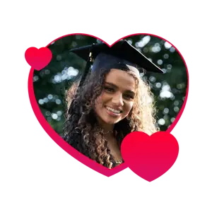 Woman Graduate And Heart Frame Whatsapp Sticker Template