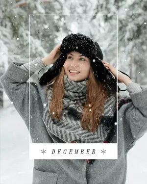  Woman smiling in the snow Winter Wonderland Template