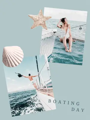 Boating photo collage fisherman aesthetic 2025 trends template