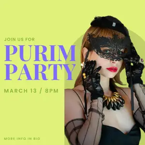 photo of a woman wearing costume Purim party instagram post template