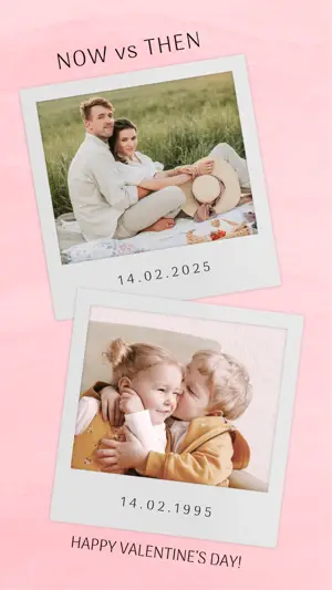 Now and Then couple photos  Valentine’s Day Instagram story template