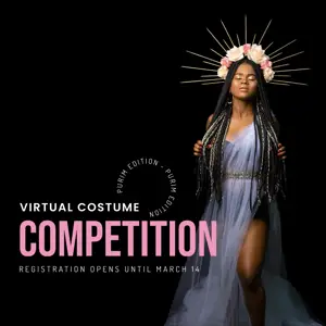 photo of a woman wearing costume Purim costume competition instagram post template