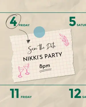 Save the date party scrapbooking calendar Instagram post template