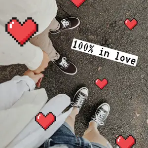 Pixel hearts Valentine’s Day instagram post template
