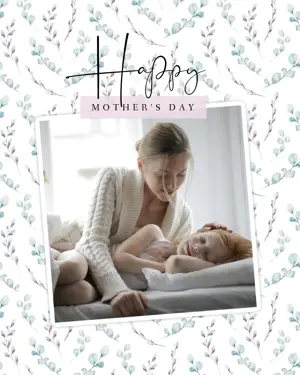 Floral pastel pattern Mother's Day greeting card template