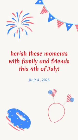 Blue & red minimalist happy 4th of July instagram story template 