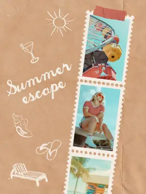 Retro summer escape instagram post template