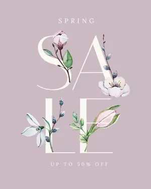 Spring sale floral minimalist Instagram post template 