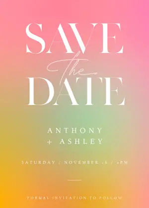 Gradient typography save the date wedding template 