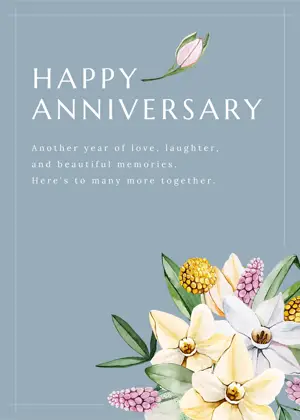 Pastel floral anniversary greeting card template