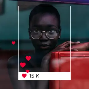 A Woman In Glasses Leaning Against A Red Suitcase Facebook Post Template