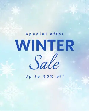 Winter sale instagram post with snow flakes background