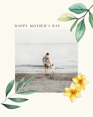 Floral illustrations Mother's Day greeting card template