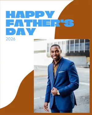 Father’s Day story template blue and white man in blue suit 