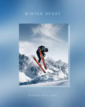 Blue ski photo winter wonderland template