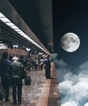 beautiful collage train to space art collage 