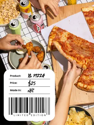 Techno-schematic trend pizza marketing portrait template