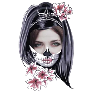 A Woman With A Skeleton Face Painted On Her Face Halloween Stickers Template