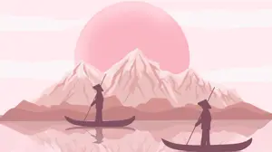 A Couple Of People On A Boat In The Water Zoom Backgrounds Template
