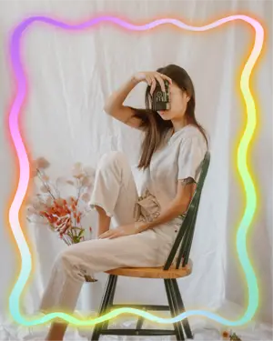 new neon creative frame portrait template 