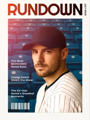 Baseball player MLB all-star games magazine cover template